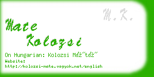 mate kolozsi business card